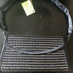 SARAYE Tatami Cambodian Black Hand-Woven Bamboo Clutch Purse NWT